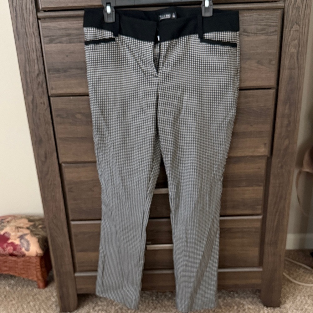 New York & Company Black and White Checkered Straight Leg Pants